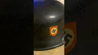 Original WWII German Double Decal Police Helmet M34 Nazi Party Emblem along with the Police Decal [upl. by Meadow401]