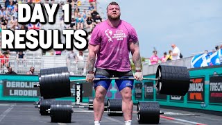 DAY 1 Results at The Worlds Strongest Man 2024 [upl. by Acirrehs]