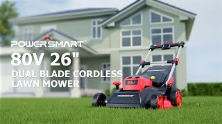 PowerSmart 80V 26quot Brushless Cordless Selfpropelled Lawn Mower Red PS76826SRB [upl. by Arob579]