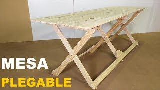 MESA PLEGABLE DE MADERA PARA 10 PERSONAS  PASO A PASO FÁCIL DE HACER [upl. by Hesta]