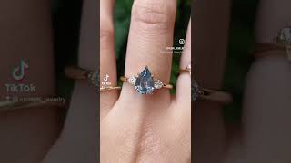 Pear Shaped Light Blue Montana Sapphire Engagement Ring engagementring ring [upl. by Grefer]