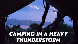 THUNDERSTORM Camping on Island  Cooking during RAIN Relaxing Cozy Gloomy night  Nature Sounds ASMR [upl. by Htrow]