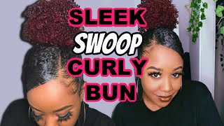 CURLY TOP KNOT WITH DEEP SIDE SWOOP TUTORIAL FOR NATURAL HAIR [upl. by Kelila77]