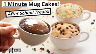 1 Minute Microwave Mug Cake Recipes  3 Back To School Treats [upl. by Allerus]