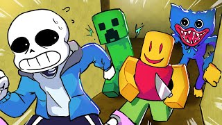 If SANS was in ROBLOX MINECRAFT HORROR GAMES and more Animations [upl. by Barbur245]