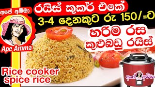 ✔ ගෑස් නැති දවසට රයිස් කුකර් එකේ 3න් දෙනකුට රු 150ට කුළුබඩු රයිස් Rice cooker easy lunch Apé Amma [upl. by Stillmann]