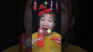 Phone candy 📞 gun candy🔫 toothbrush candy🪥 injection candy💉 funny food mukbang shorts [upl. by Cati]