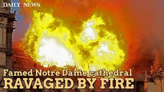 Fire tore through Notre Dame cathedral in France [upl. by Anirtak]