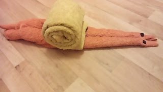 DIY Handtuch Origami Handtücher falten Schnecke towel fold snail [upl. by Nylorac]