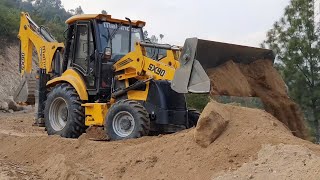 JCB Backhoe VS Mahindra Backhoe  2 Backhoe Loader Working in Different Place  Dozer Making Road [upl. by Frederiksen]