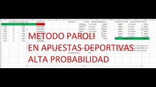 METODO PAROLI CUOTAS DE PROBABILIDAD ALTA EN APUESTAS DEPORTIVASUTILIZANDO ESTADISTICA PROPIA¡ [upl. by Latoniah912]