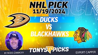 Anaheim Ducks vs Chicago Blackhawks 111924 NHL Prediction for Bet [upl. by Rahs465]