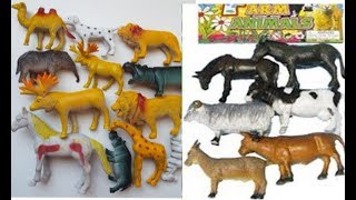 xBrinquedos Animais da fazenda e Selva de brinquedo para crianças em português [upl. by Valtin]