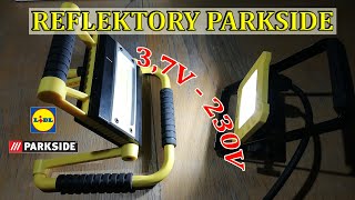 PARKSIDE Reflektor roboczy LED PAS 10 A3 oraz PARKSIDE Reflektor LED 20 W z powerbankiem 1400 mAh [upl. by Oetomit]