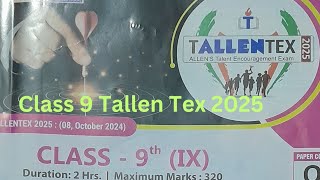 tallentex 2025 class 9  question paper  Allens talent encouragement exam 2025  8 October 2025 [upl. by Seltzer956]