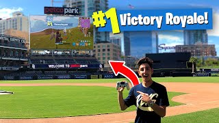 I Won a Game of FORTNITE on a JUMBOTRON BIGGEST BASEBALL STADIUM [upl. by Lamrert933]