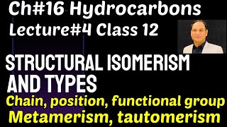 ch16 Lec4 Isomerism and types of structural isomerism chain position functional gp metamers [upl. by Arodasi]