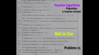 fonction logarithme math de 2bac preparation au devoirs et a lexamen national [upl. by Yesnyl]