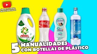 5 MANUALIDADES CON BOTELLAS DE PLÁSTICOManualidades ReciclajeDIY [upl. by Annohsal]