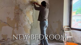 Garden tour Plastering the wall in new bedroom [upl. by Karmen]