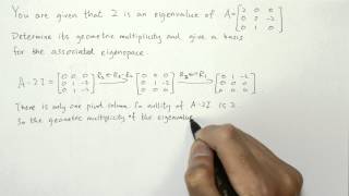 Geometric multiplicity example [upl. by Wachtel]