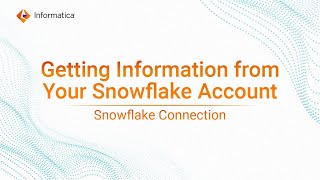 Getting Information from Your Snowflake Account for a Snowflake Connection [upl. by Yahiya]