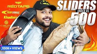 5 BEST SLIDERSFLIP FLOP UNDER 500 FOR MEN 🔥 AmazonAjio Haul Review 2022  Redtape  ONE CHANCE [upl. by Jase]