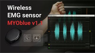 Wireless electromyography EMG with sensor MYOblue v11 Signal examples finger movements also [upl. by Dinse]