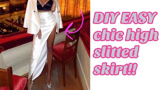 HOW TO CUT AND SEW THIS CHIC HIGH SLIT SKIRT DETAILED TUTORIAL [upl. by Hedy]