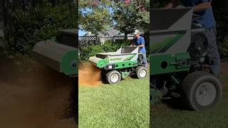 TopdresserAerator Spreading Sand for a Level Lawn [upl. by Anitsuga289]