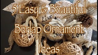 5 Simple DIY Burlap Ornaments [upl. by Harihat]