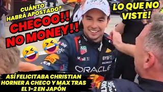 Por si no Viste quotCHECO NO MONEYquot Así felicitaba Christian Horner a Checo tras el 12 en Japón F1 [upl. by Raddi94]