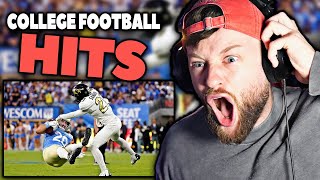 BRITISH GUY REACTS TO HARDEST COLLEGE FOOTBALL HITS [upl. by Doble908]