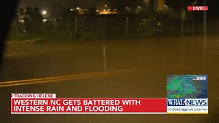 Several downtown Asheville streets experiencing flooding as Helene approaches [upl. by Nylssej101]