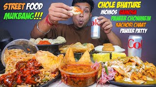 Street Food Alert Chole Bhature Momos Paneer Chowmein with Mushroom Chilly Patty amp Samosa Chat [upl. by Eemaj]