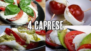 Ensalada Caprese  Ensalada Italiana de Tomate y Mozzarella  Receta de Entrante en 4 variantes [upl. by Annaul]