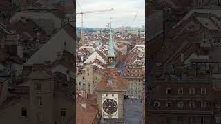 Vertical video Bern Switzerland The famous Zytglogge tower Panorama of the city with a view o [upl. by Luis]