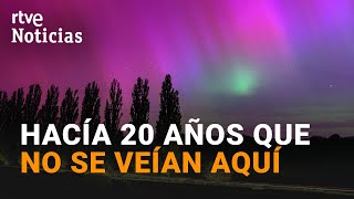 Las AURORAS BOREALES iluminan ESPAÑA tras una FUERTE TORMENTA GEOMAGNÉTICA  RTVE Noticias [upl. by Oisinoid]