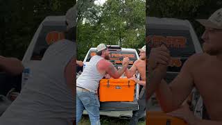 Asserting dominance armwrestling paving yeti blacktop sealcoating hotmix [upl. by Caterina]