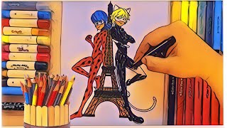 Ladybug and Cat Noir at the Eiffel Towergame topshortsfeed skibidi America colors baby [upl. by Aklog]