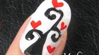 Nail Art Tutorial  Tree of Love Heart Romantic Valentines Day Design for Short Nails Home Made DIY [upl. by Pryor617]