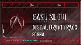 Easy Slow Metal Drum Track 80 BPM HQHD [upl. by Mulry893]