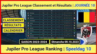 Classement Championnat Belge 20232024 Jupiler Pro League Journée 10  8 Octobre 2023 [upl. by Calvinna]