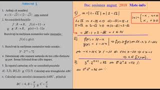 Bacalaureat Matematica Sesiunea August 2018 Mate Info [upl. by Greeson]