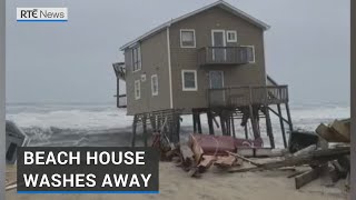 Beach house washes away in North Carolina storm [upl. by Aylward]