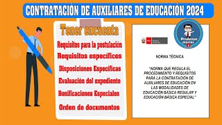 CONTRATACIÓN DE AUXILIARES DE EDUCACIÓN EN LAS MODALIDADES DE EDUCACIÓN [upl. by Ylirama911]