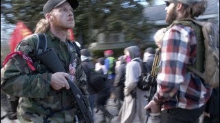 Armed Antifa Groups March in Stone Mountain NeoConfederates Dont Show [upl. by Eeruhs755]