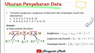 Ukuran Penyebaran Data Jangkauan Jangkauan Antarkuartil Simpangan Kuartil  STATISTIKA Kelas 8 [upl. by Chow279]