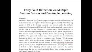 Early Fault Detection via Multiple Feature Fusion and Ensemble Learning [upl. by Yoshi634]