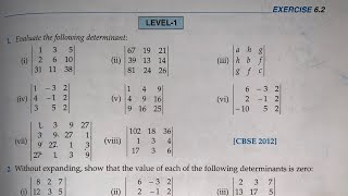 RD SHARMA EX52 DETERMINANTS Q1 TO Q5 SOLUTION OF CHAPTER 5 FOR CLASS 12PART1 [upl. by Novyar]